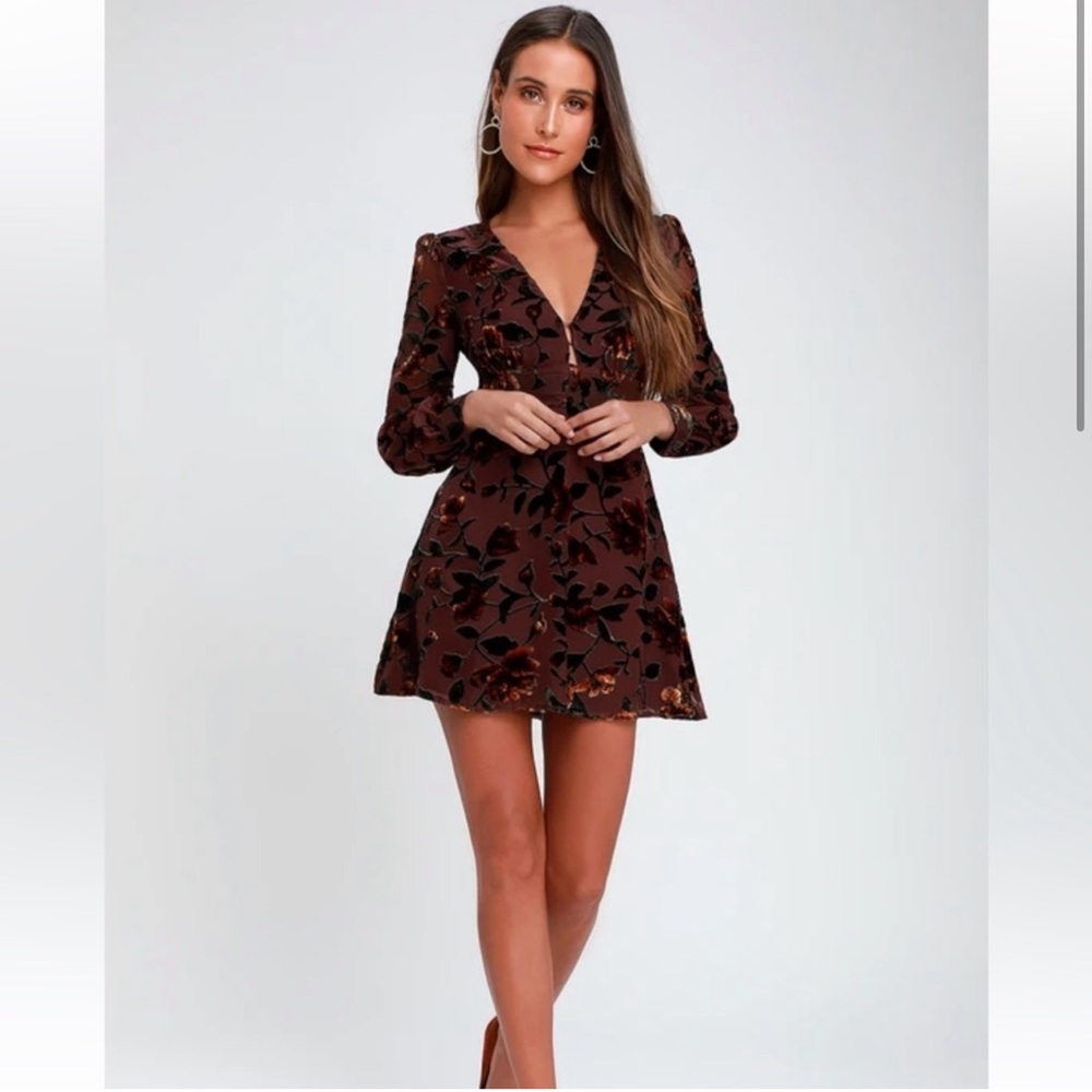 ASTR the Label Vivian Burnout Velvet
Floral Print Skater Dress